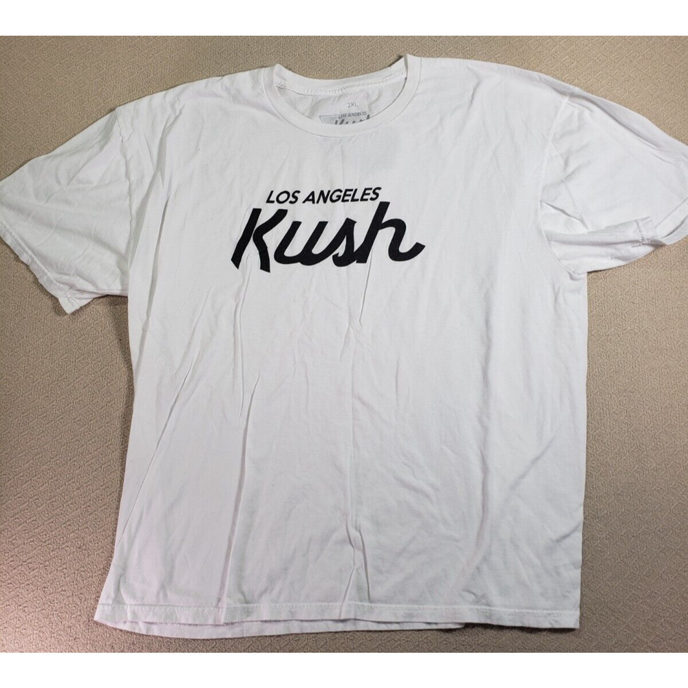 Kush Shirt Mens 2XL XXL White Logo Los Angeles Regular Fit Short Sleeve Pullover